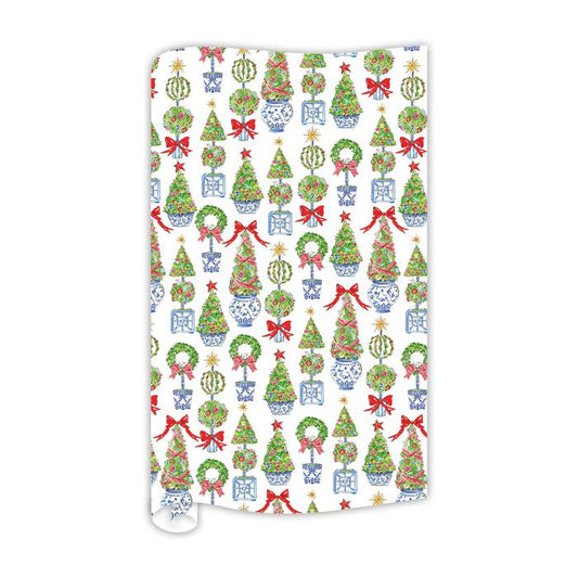 Holiday Merry and Bright Topiary Pattern Wrapping Paper