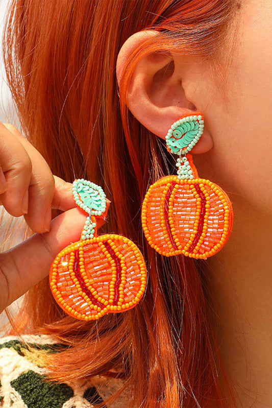 Beaded Pumpkin Earrings
