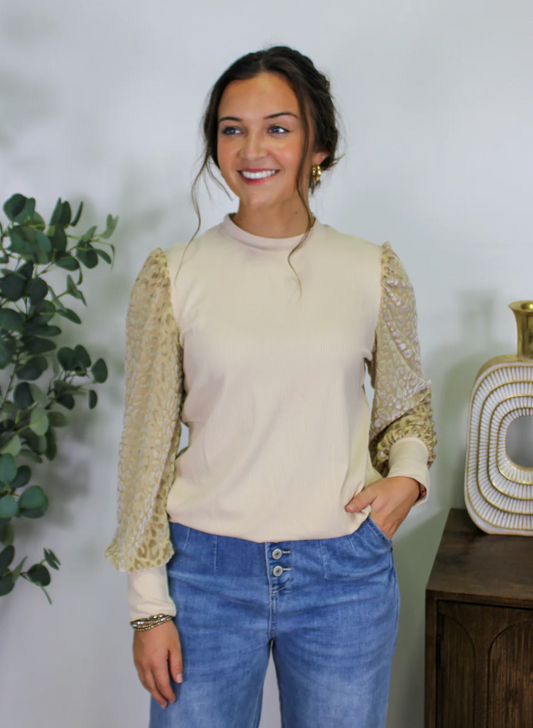 Leopard Puff Sleeve Top