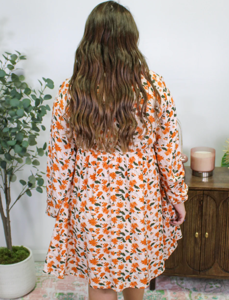 Orange Floral Babydoll Dress