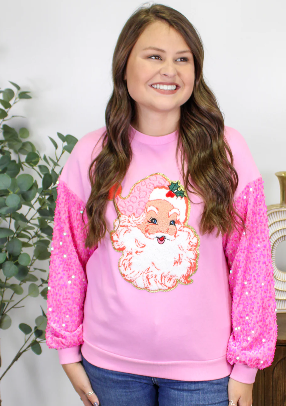 Pink Sparkle Santa Pullover