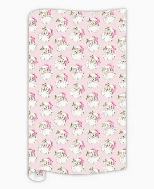 Pink Santa Pattern Wrapping Paper