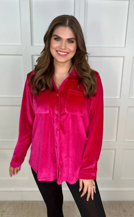 Shane Velvet Button Up Top
