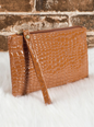 Brown Crocodile Wristlet