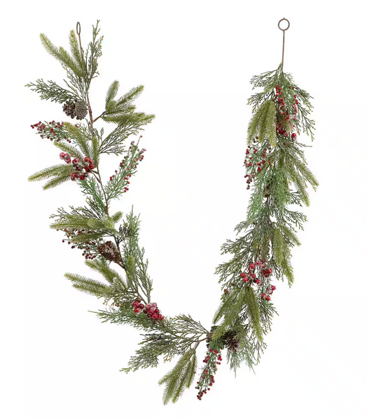 Ashland Icy Cedar Pine and Berry Garland