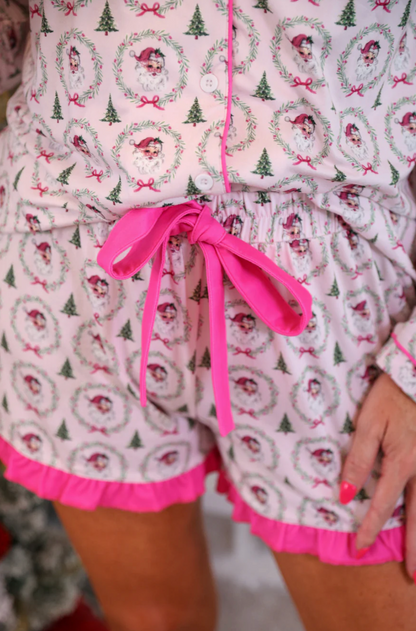 Santa's Favorite Pink Ruffle Pajama Set