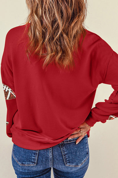 Red Sequined Football Sweatshirt