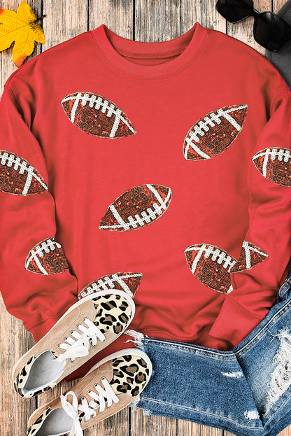 Red Sequined Football Sweatshirt